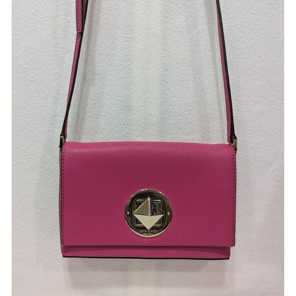 Kate Spade Newbury Lane Sally Turn Lock Flap Crossbody Bag Pink Silver WKRU3430 - Picture 1 of 12